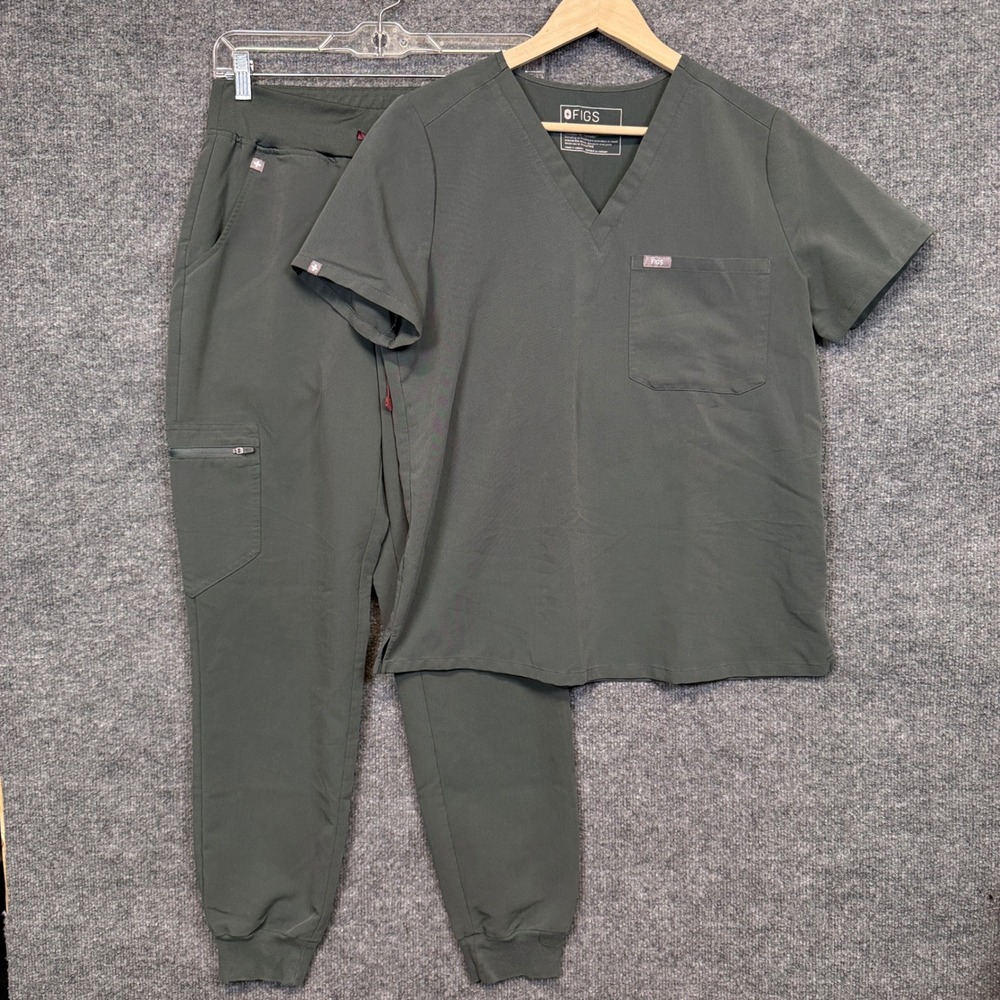 Figs Small Scrub Set Top Jogger Pants Gray Uniform Technical Collection PO#2494